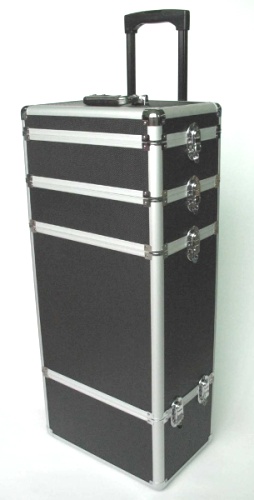 Valise pour coiffure et esthtique avec serrures renforces et <strong><FONT COLOR=red>double couvercle</FONT></strong> - Noir