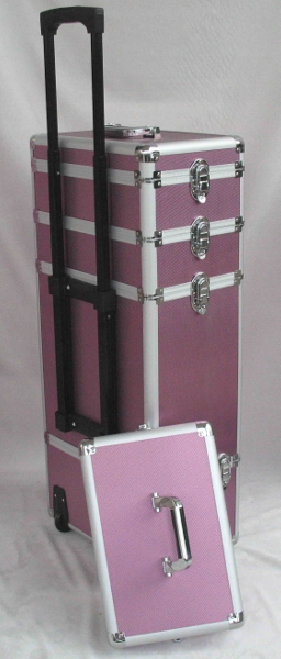 Valise pour coiffure et esth�tique avec serrures renforc�es et double couvercle - Pourpre