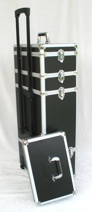 Valise pour coiffure et esthtique avec serrures renforces - <strong><FONT COLOR=red>Grand modle et double couvercle</FONT></strong> -Noir